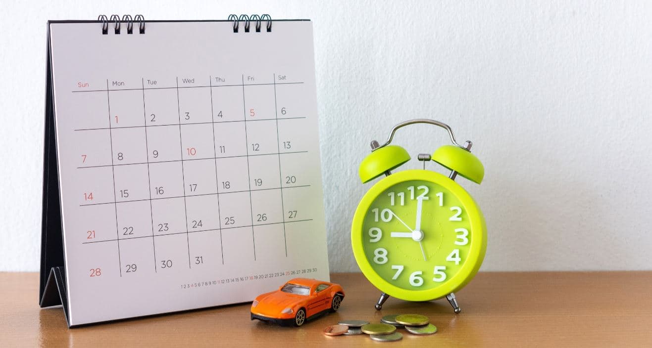 Calendar and green clock