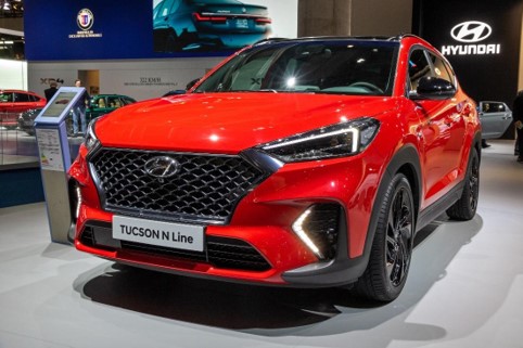 The 2019 red Hyundai Tucson